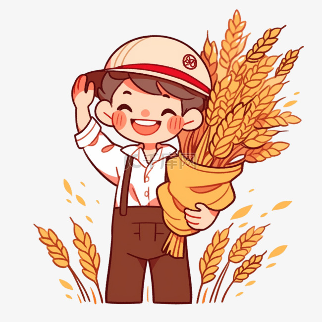 元素秋天丰收的麦子农忙人物