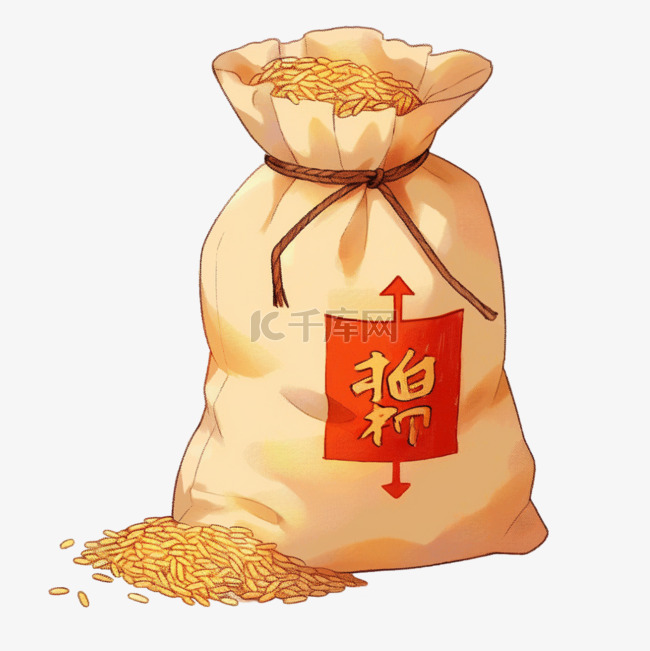 袋子里的水稻稻子卡通元素