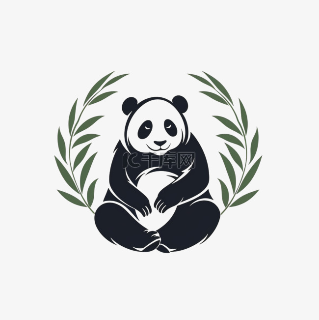熊猫剪影标志设计模板图标标志