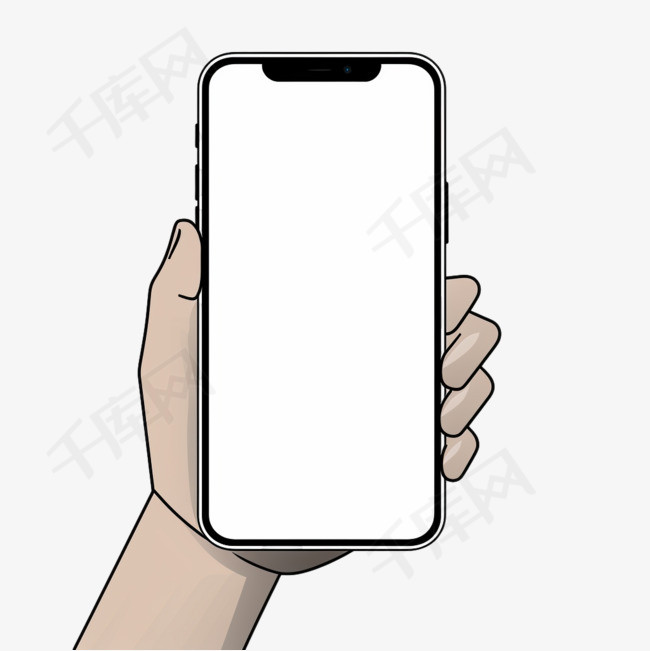 手机外框，空白屏幕，手持，数字