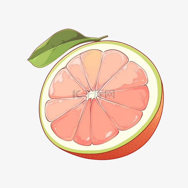 秋天手绘水果柚子元素