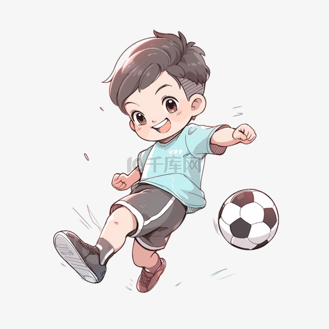 踢足球男孩卡通元素手绘