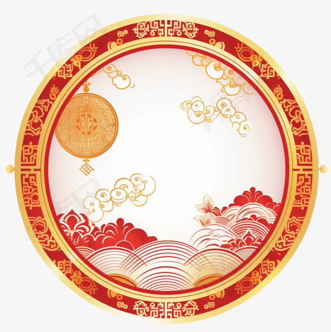 用天空和金边装饰的中国新年背景