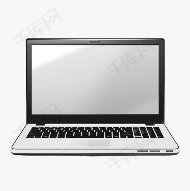 一种带白屏和键盘的笔记本电脑