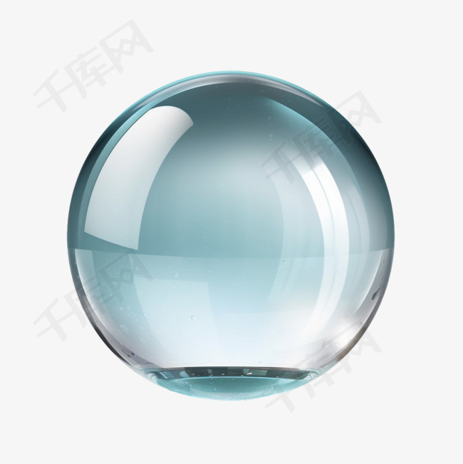 逼真的玻璃球3d光泽透明水晶球