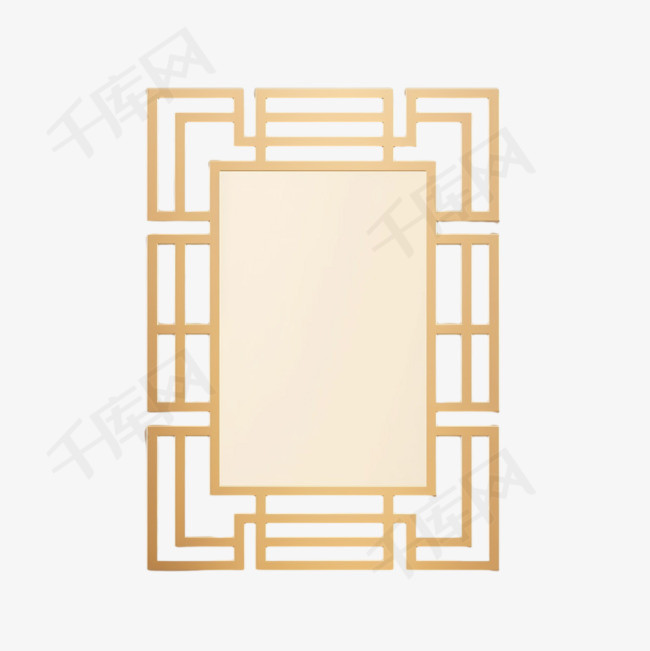 米色背景矩形金框
