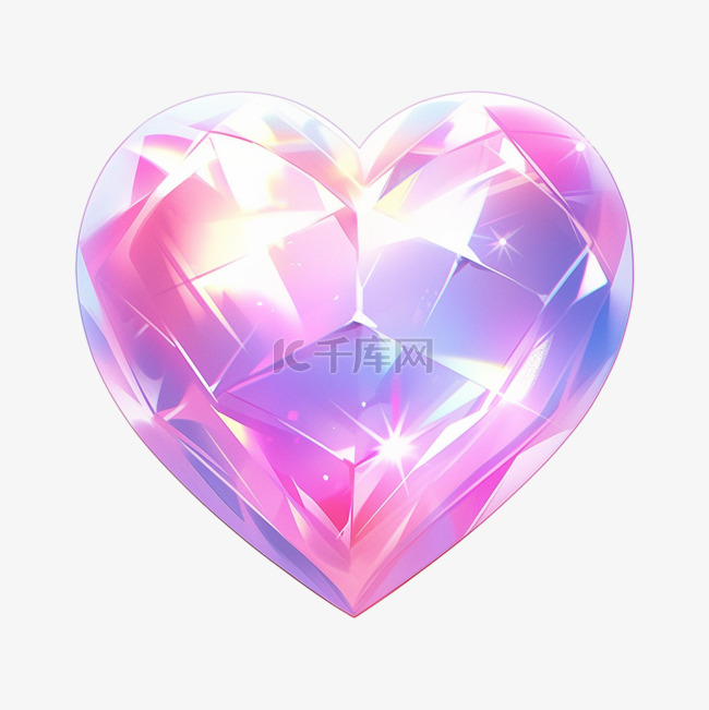 3D立体七夕情人节紫色玻璃爱心