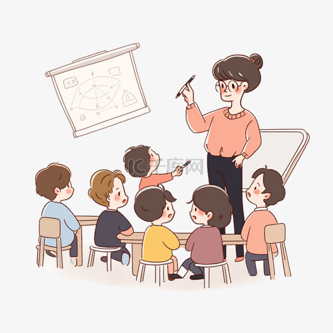 老师上课学生教师节卡通手绘元素素材图片免费下载-千库网