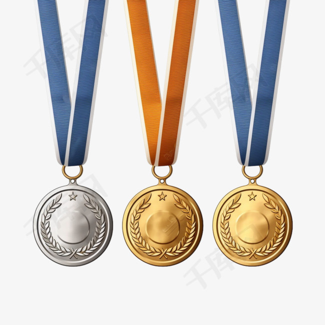金银铜牌。冠军得主奖金属奖章。