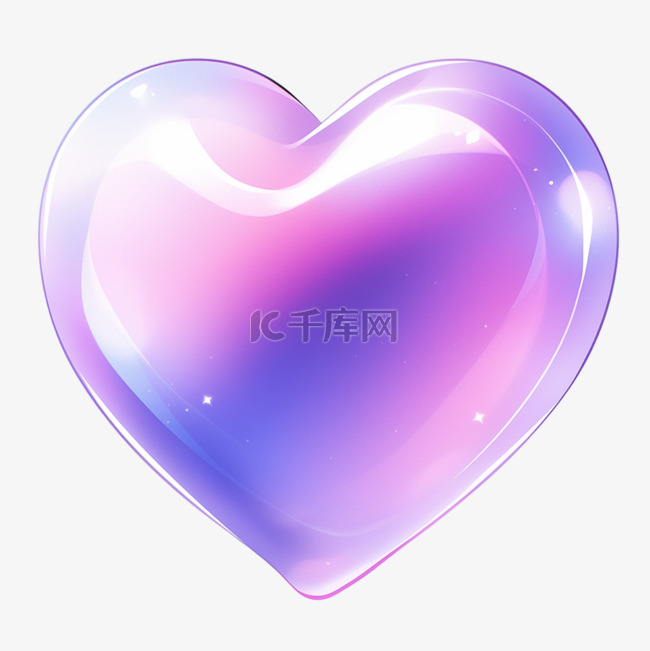 3D立体七夕情人节蓝紫色的爱心