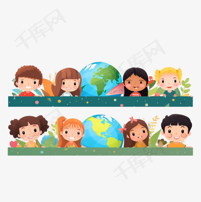 平面世界儿童节横幅模板