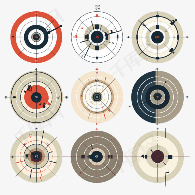 狙击手得分或十字准线卡通插图集