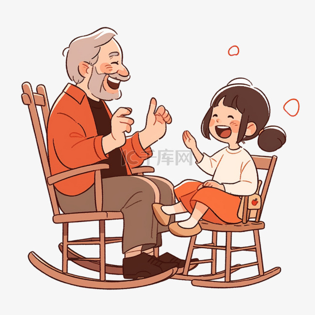 重阳节手绘老人孩子卡通元素