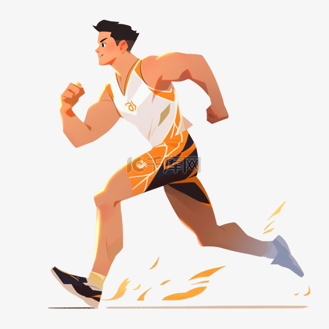 亚运会田径赛跑的男人手绘卡通元