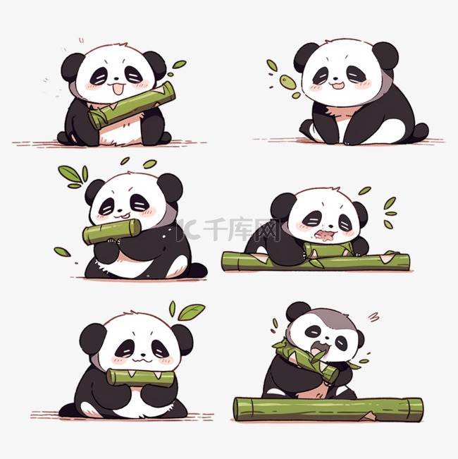 表情包吃竹子表情图卡通小熊猫元