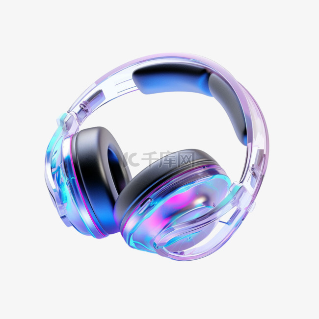典雅时尚蓝色紫色耳机元素