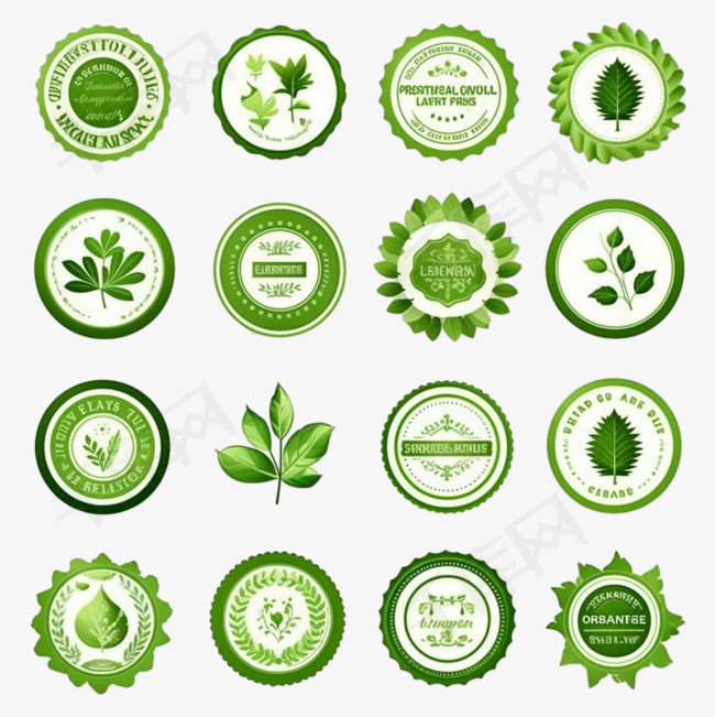 收集100%天然绿色徽章