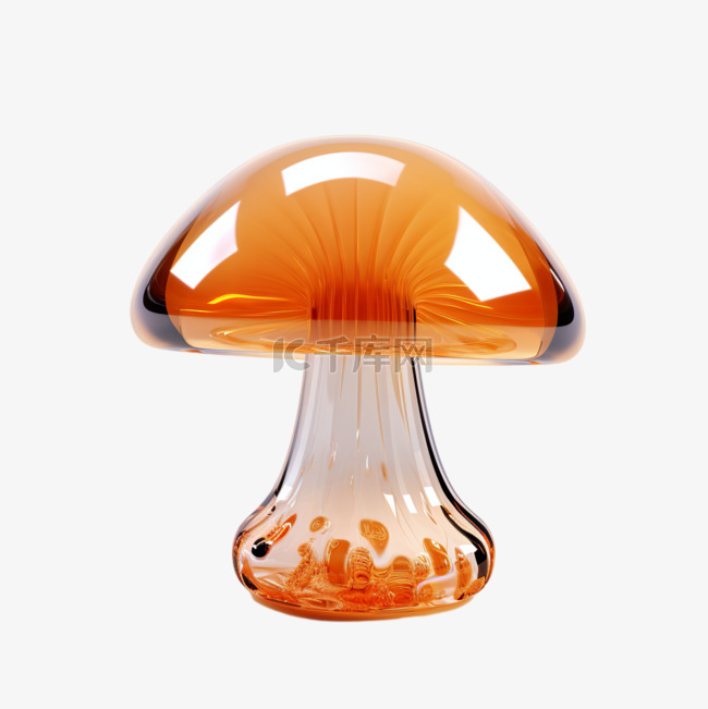 蘑菇3D玻璃质感免抠素材
