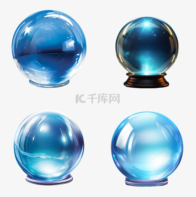 水晶球蓝色写实元素装饰图案