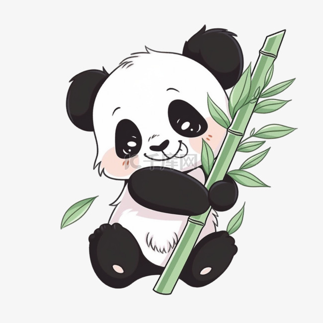 手绘熊猫竹子卡通元素