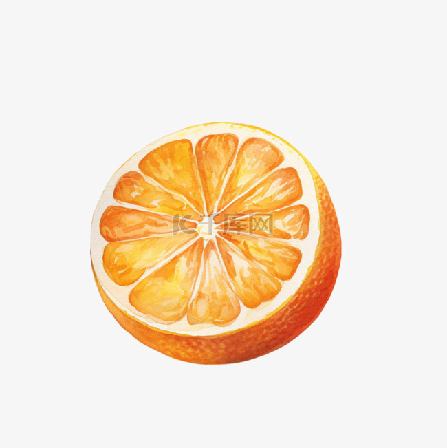 水彩切半美丽橙子免扣元素