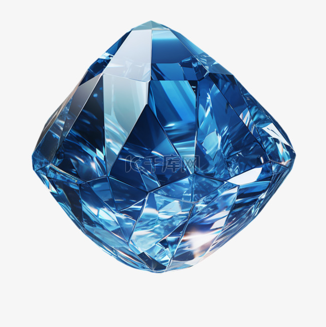 蓝色水晶宝石圆润元素写实装饰图