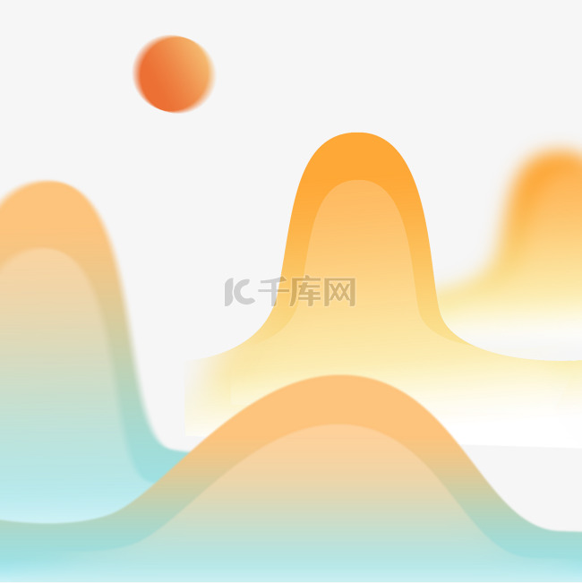 秋天秋季弥散渐变远山夕阳重阳节