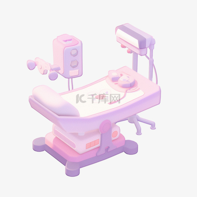 医疗器械医疗台3D可爱图标元素