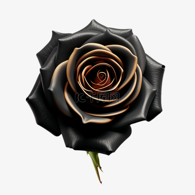黑色玫瑰金边真实质感写实元素装