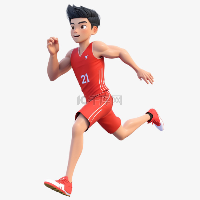 亚运会3D人物竞技比赛红色运动