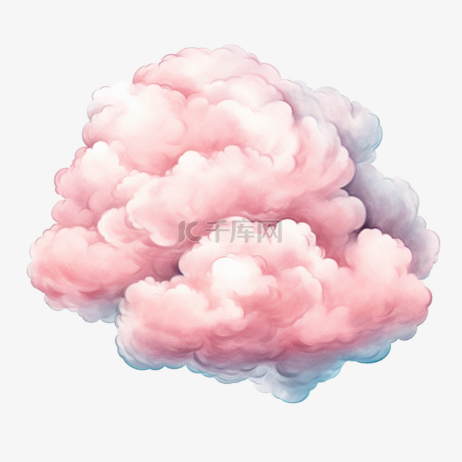 水彩淡粉色云朵免扣元素