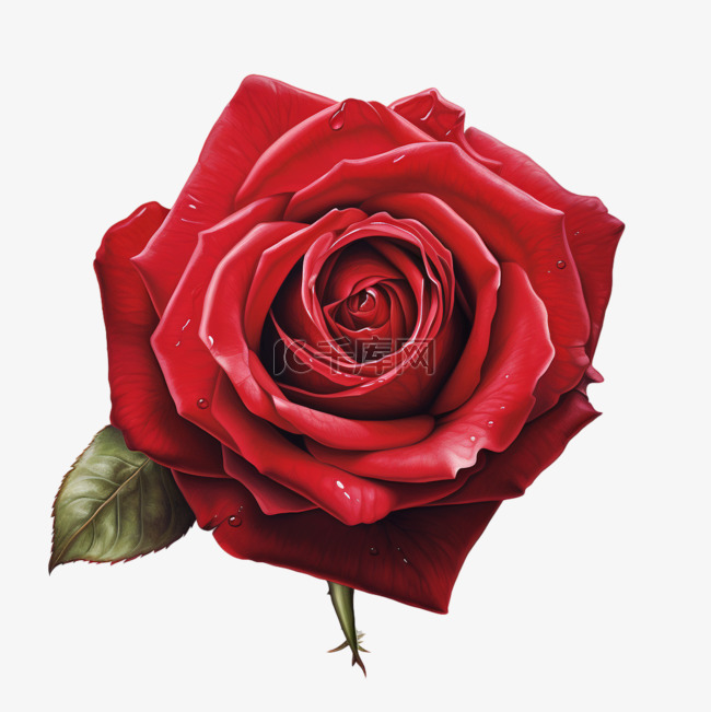 红玫瑰红色真实质感写实元素装饰