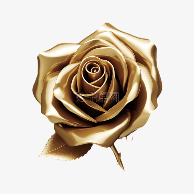 金色玫瑰3d立体质感写实元素装