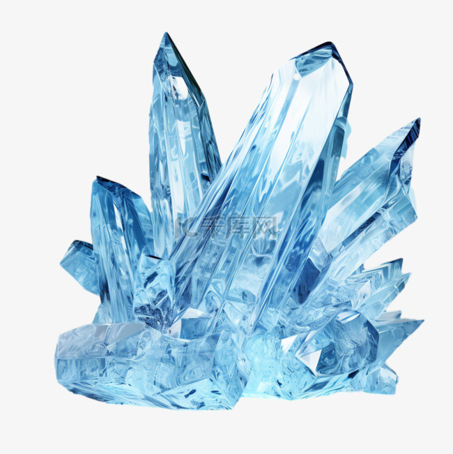 水晶蓝色簇状高透明晶体写实元素