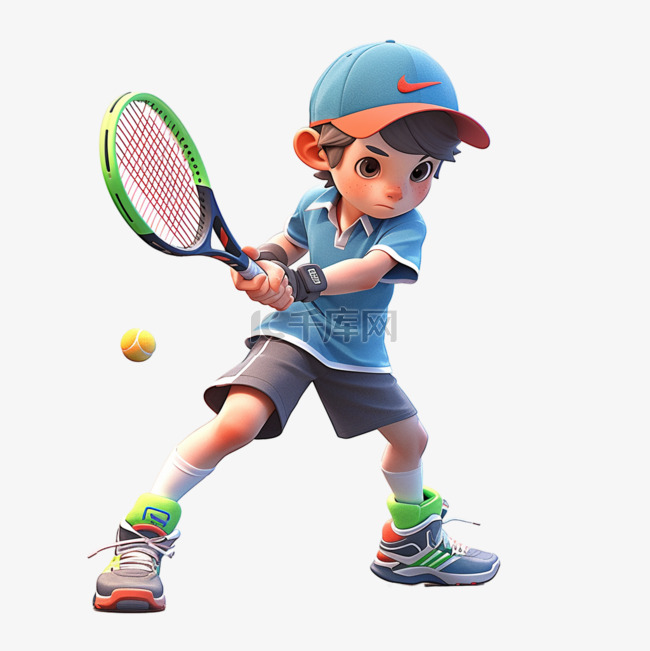 亚运会3D人物竞技比赛男孩打网球