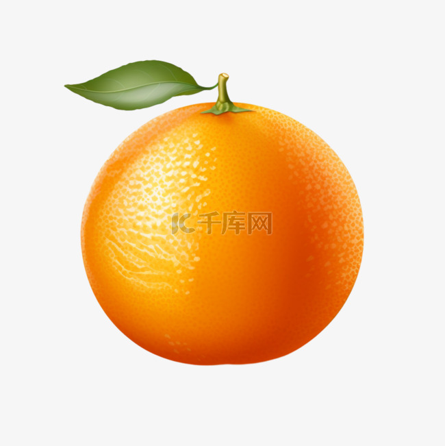 橙子水果带叶子真实写实元素装饰