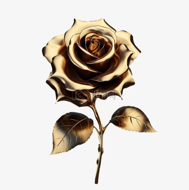 金色玫瑰光滑质感写实元素装饰图