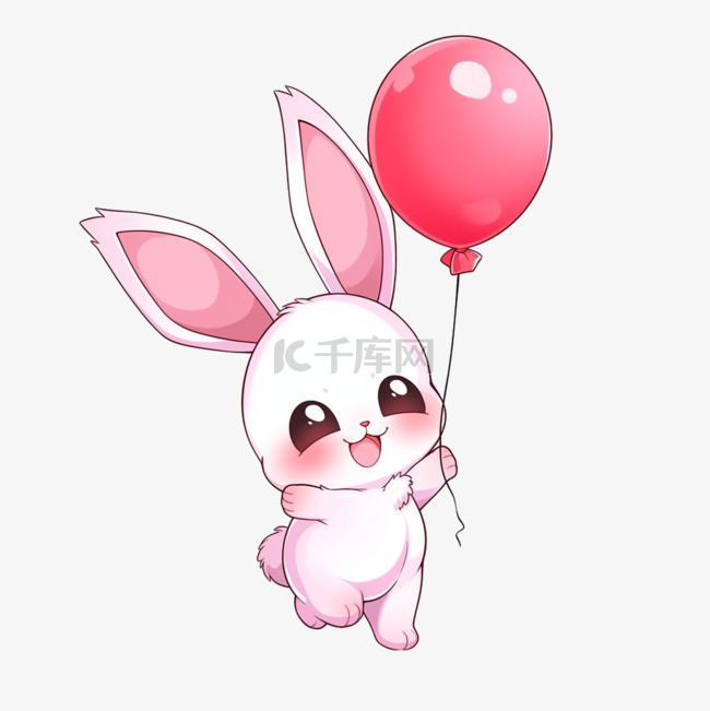 可爱小兔气球卡通元素