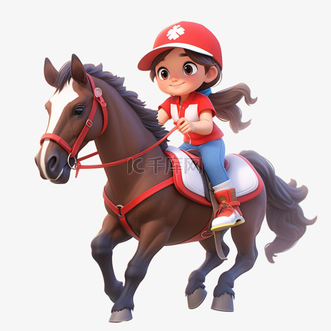 亚运会3D人物竞技比赛女孩骑马
