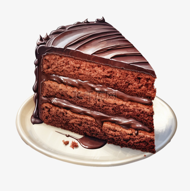 水彩小块巧克力蛋糕免扣元素