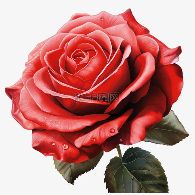 红色玫瑰植物花卉写实元素装饰图