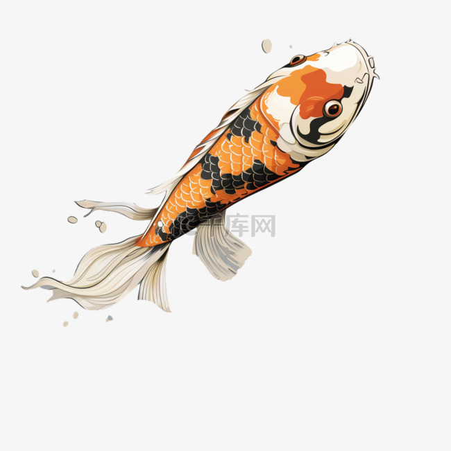 鱼锦鲤写实元素装饰图案