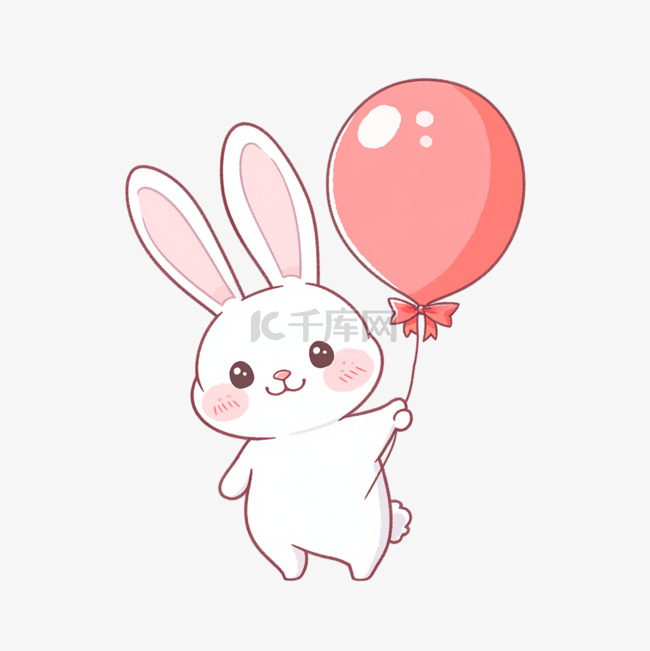 可爱小兔气球手绘元素卡通