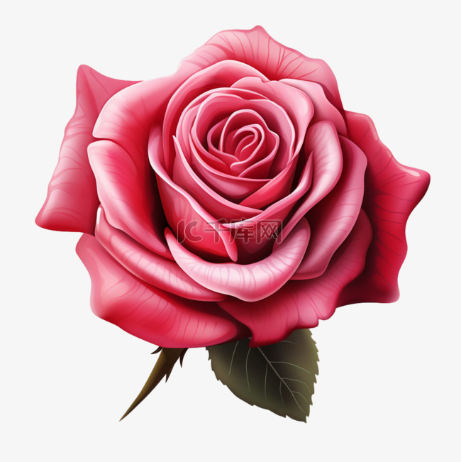 粉色玫瑰矢量真实可爱写实元素装