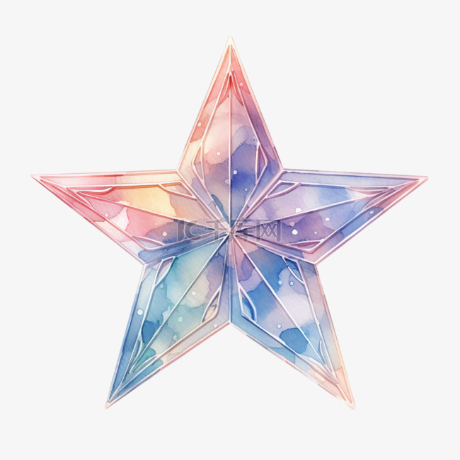 水彩水晶星星免扣元素