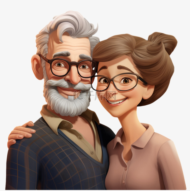 情侣夫妻老年人形象写实AI元素