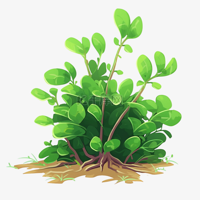 扁平化元素植物手绘卡通