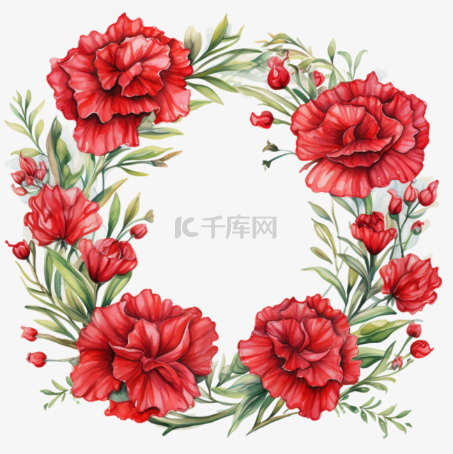 花朵花环花框大红色喜庆花边花架