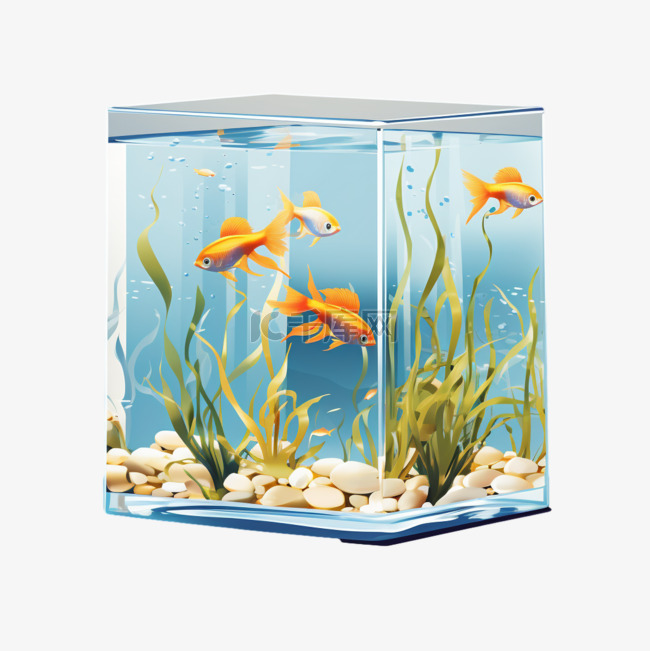 鱼缸鱼箱写实AI元素装饰图案