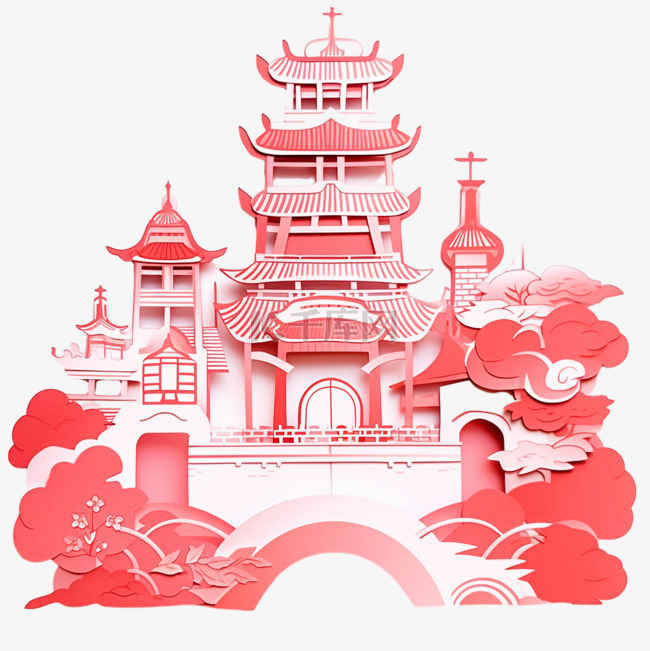 建筑元素中国风剪纸
